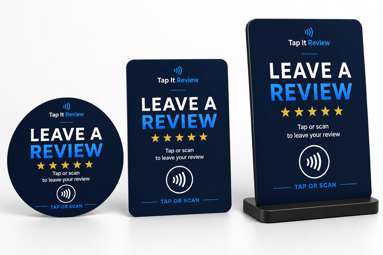 Tap It Review produktoversigt: Tap It Card, Tap It Stand og Tap It Sticker